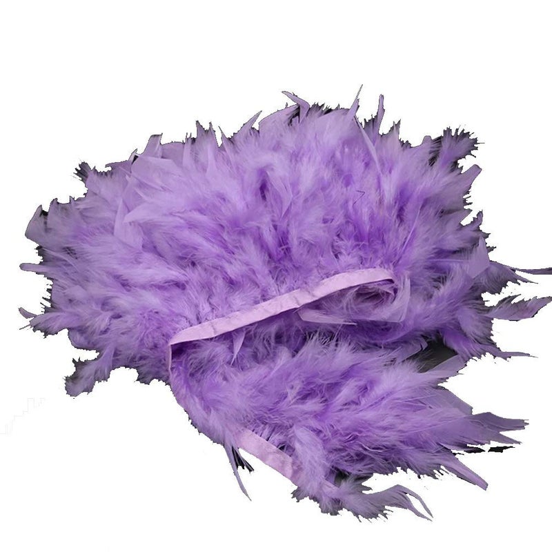 KOLIGHT Pack of 2 Yards Natural Dyed Turkey Flakes Feathers 4~6inch Fringe Trim DIY Dress Crafts Costumes Decoration (Lavender) - Image 2